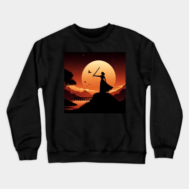 Samurai Silhouette #15 Crewneck Sweatshirt by kreasioncom